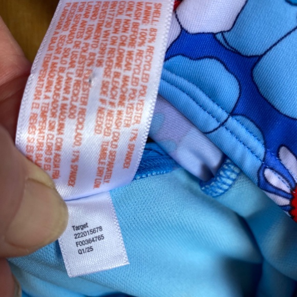 Cat & Jack Girls Swimsuit 10 12 NEW Short Sleeve Bow Back Red White Blue Flowers - Picture 14 of 14